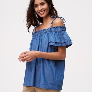 LOFT off shoulder chambray blouse